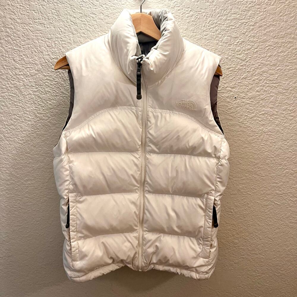 The North Face 700 Down Nuptse Vest Women M White Goose Puffer Y2K Gorpcore - Picture 3 of 15